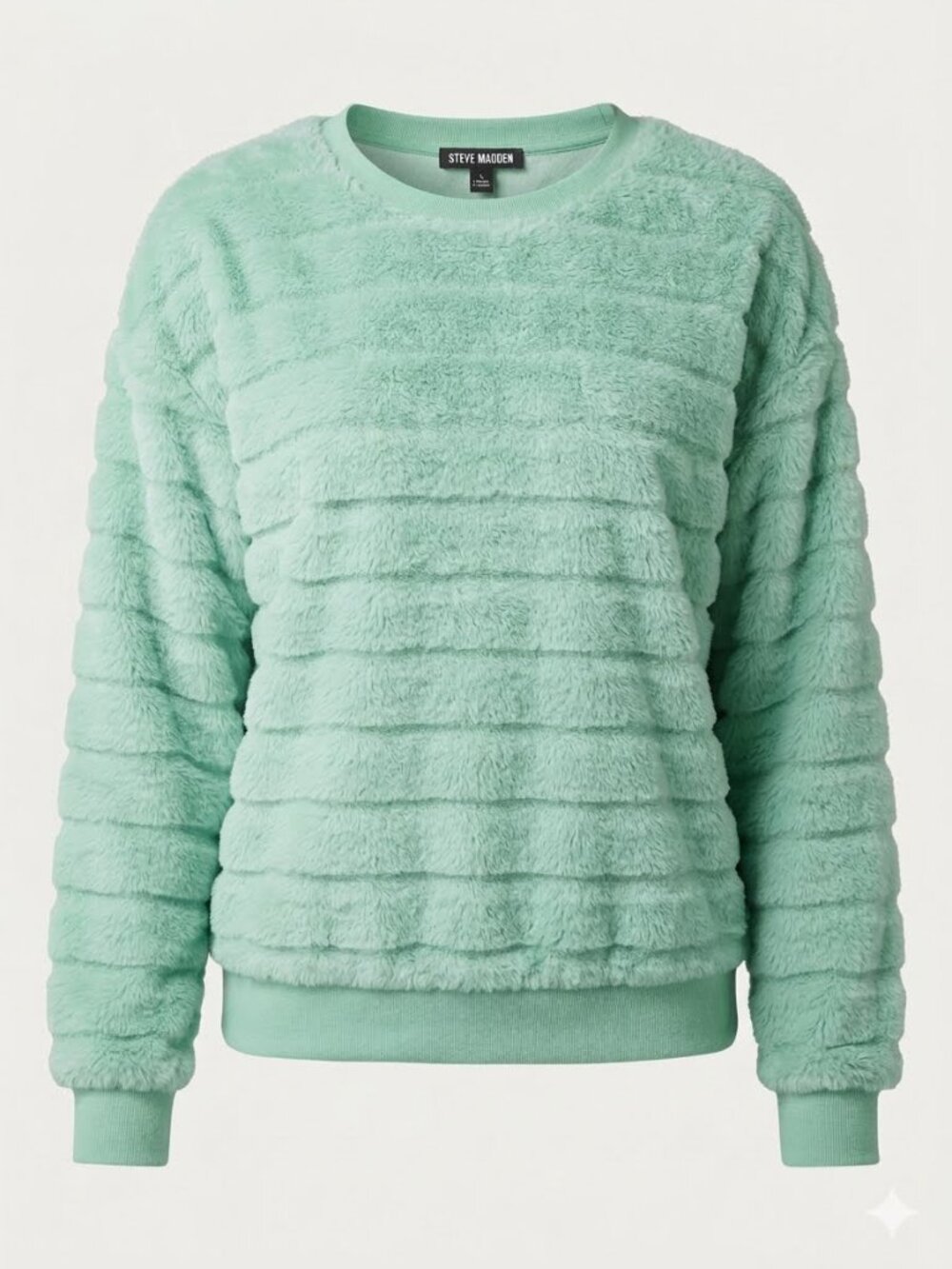 Steve Madden Mint Green Cozy Fuzzy Pullover Cabincore Sweater 3289